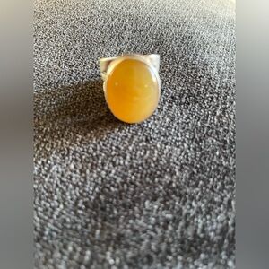 Silver Ring with Yellow Stone
